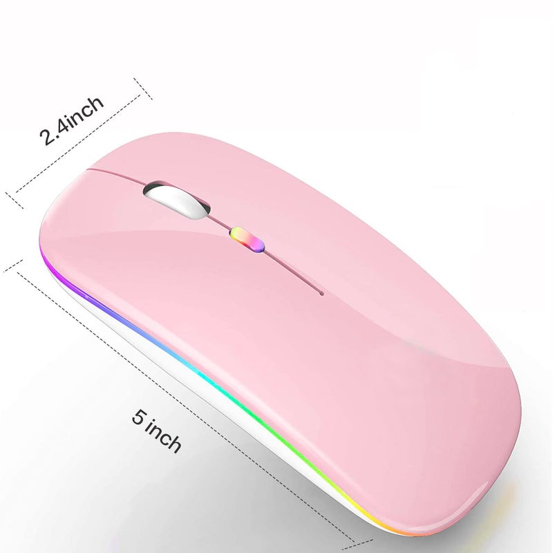 PEIBO Bluetooth Wireless Mouse for Laptop mac MacBook ipad MacBook air MacBook pro pc Desktop Computer Windows Chromebook Notebook (Pink White) - Image 5